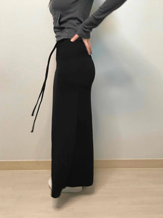 Relaxed Sweat Pocket Elastic Waist I-Line Maxi Skirt