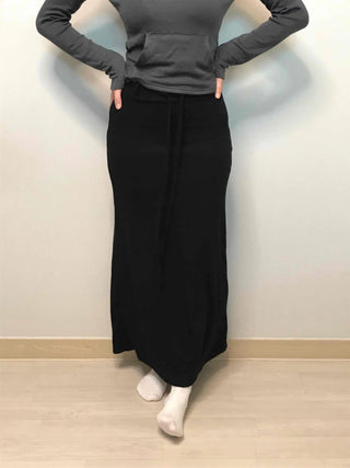Relaxed Sweat Pocket Elastic Waist I-Line Maxi Skirt