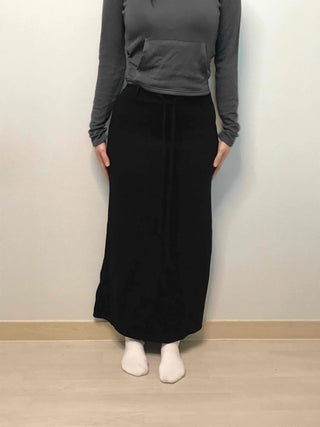 Relaxed Sweat Pocket Elastic Waist I-Line Maxi Skirt