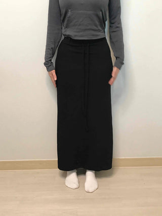 Relaxed Sweat Pocket Elastic Waist I-Line Maxi Skirt