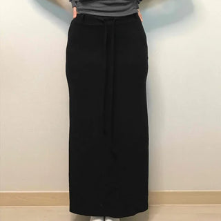 Relaxed Sweat Pocket Elastic Waist I-Line Maxi Skirt