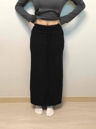 Relaxed Sweat Pocket Elastic Waist I-Line Maxi Skirt