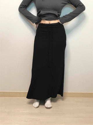 Relaxed Sweat Pocket Elastic Waist I-Line Maxi Skirt
