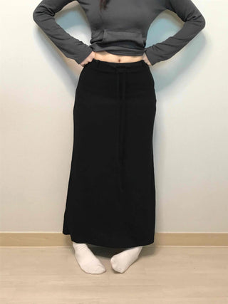 Relaxed Sweat Pocket Elastic Waist I-Line Maxi Skirt