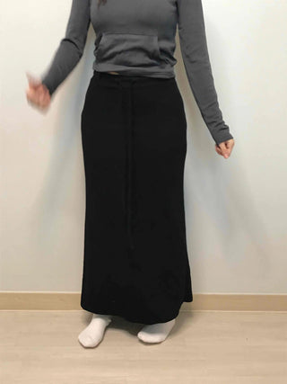Relaxed Sweat Pocket Elastic Waist I-Line Maxi Skirt
