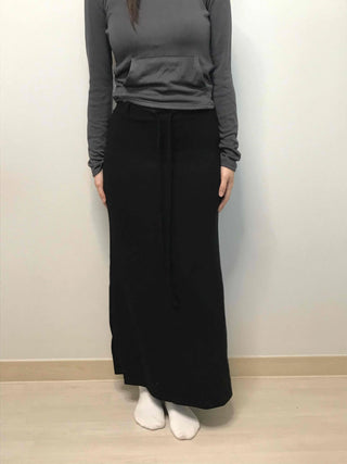Relaxed Sweat Pocket Elastic Waist I-Line Maxi Skirt