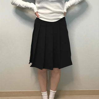 Classic Side Tuck Pleated A-Line Midi Skirt
