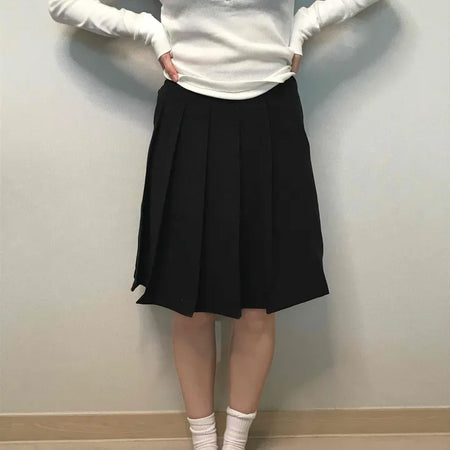 Classic Side Tuck Pleated A-Line Midi Skirt