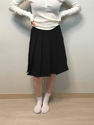 Classic Side Tuck Pleated A-Line Midi Skirt