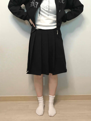 Classic Side Tuck Pleated A-Line Midi Skirt