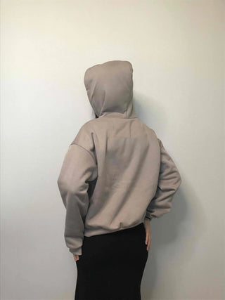 Gold Button Detail Turtleneck Loose Fit Zip-up