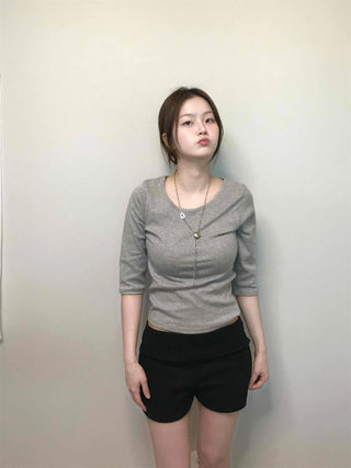 Soft Modal Round Hip Line Mini Shorts