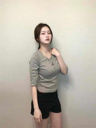 Soft Modal Round Hip Line Mini Shorts
