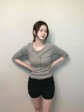 Soft Modal Round Hip Line Mini Shorts
