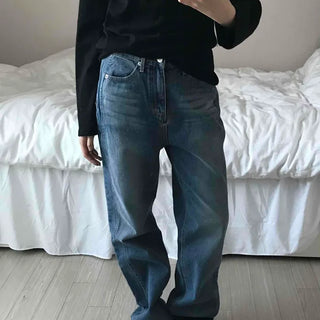 Vintage Washed Loose Fit Long Denim Pants