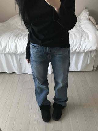 Vintage Washed Loose Fit Long Denim Pants
