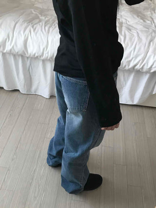 Vintage Washed Loose Fit Long Denim Pants