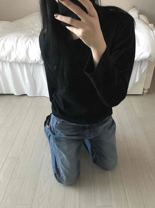 Vintage Washed Loose Fit Long Denim Pants