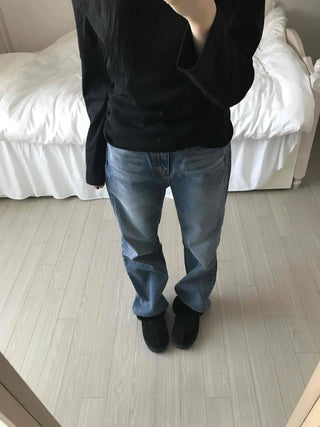 Vintage Washed Loose Fit Long Denim Pants