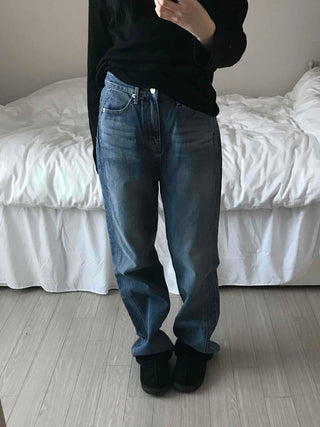 Vintage Washed Loose Fit Long Denim Pants