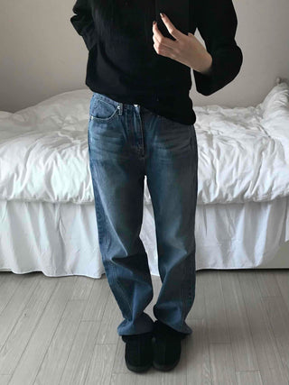 Vintage Washed Loose Fit Long Denim Pants