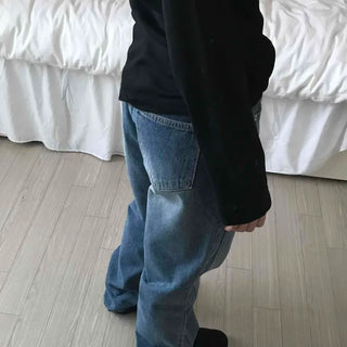 Vintage Washed Loose Fit Long Denim Pants
