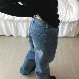 Vintage Washed Loose Fit Long Denim Pants