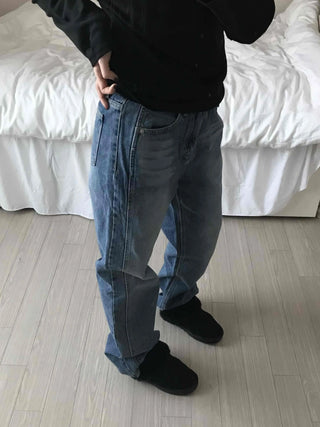 Vintage Washed Loose Fit Long Denim Pants