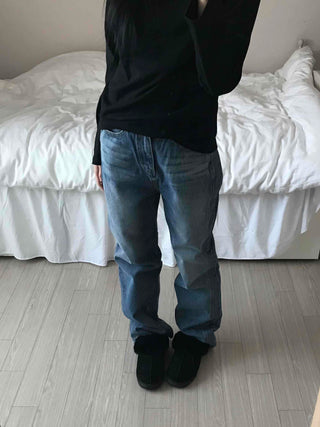 Vintage Washed Loose Fit Long Denim Pants