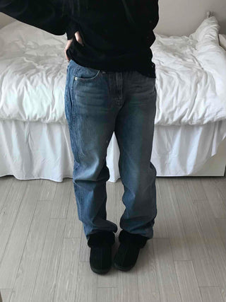 Vintage Washed Loose Fit Long Denim Pants