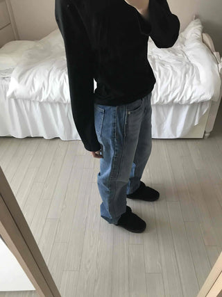 Vintage Washed Loose Fit Long Denim Pants