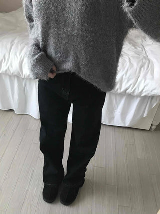 Loose Fit Semi-Balloon Denim Long Pants