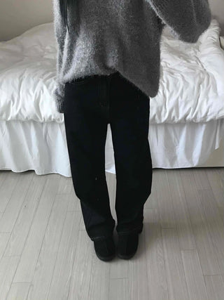 Loose Fit Semi-Balloon Denim Long Pants