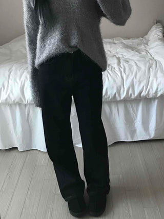 Loose Fit Semi-Balloon Denim Long Pants