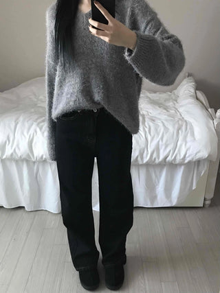 Loose Fit Semi-Balloon Denim Long Pants