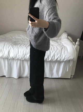 Loose Fit Semi-Balloon Denim Long Pants