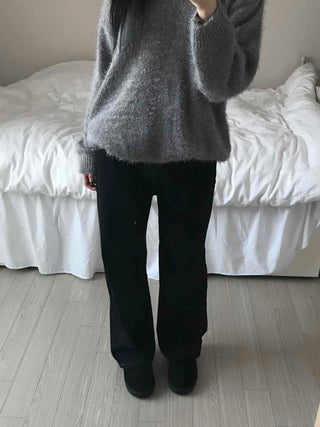 Loose Fit Semi-Balloon Denim Long Pants