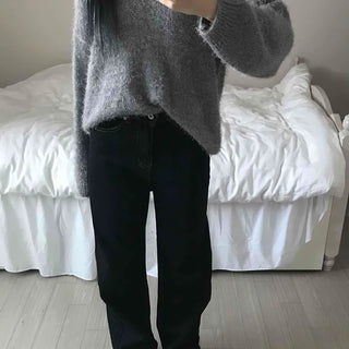 Loose Fit Semi-Balloon Denim Long Pants