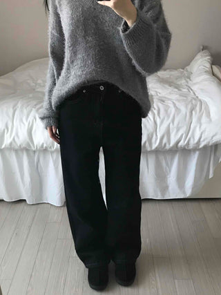 Loose Fit Semi-Balloon Denim Long Pants