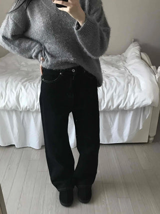 Loose Fit Semi-Balloon Denim Long Pants