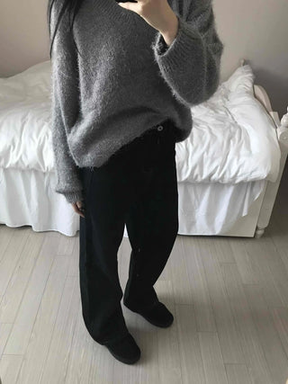 Loose Fit Semi-Balloon Denim Long Pants
