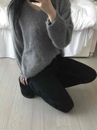 Loose Fit Semi-Balloon Denim Long Pants