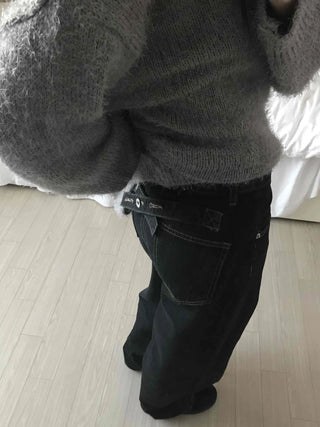 Loose Fit Semi-Balloon Denim Long Pants