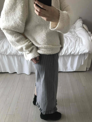 Shirred Banding Balloon Pleated Midi Skirt
