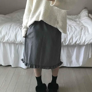 Shirred Banding Balloon Pleated Midi Skirt