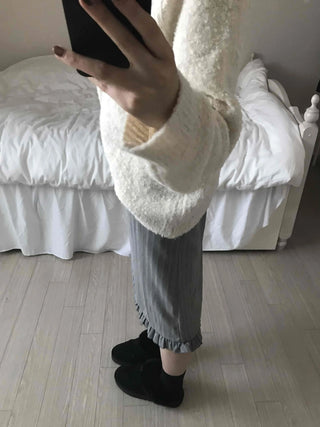 Shirred Banding Balloon Pleated Midi Skirt