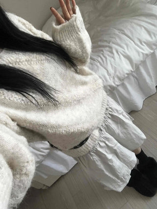 Fluffy Heathered Half-Neck Slim-Fit Knit