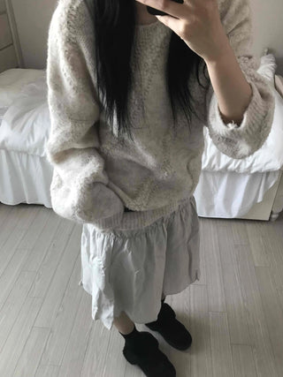 Fluffy Heathered Half-Neck Slim-Fit Knit