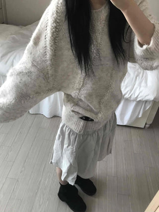 Fluffy Heathered Half-Neck Slim-Fit Knit