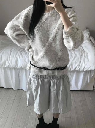 Fluffy Heathered Half-Neck Slim-Fit Knit